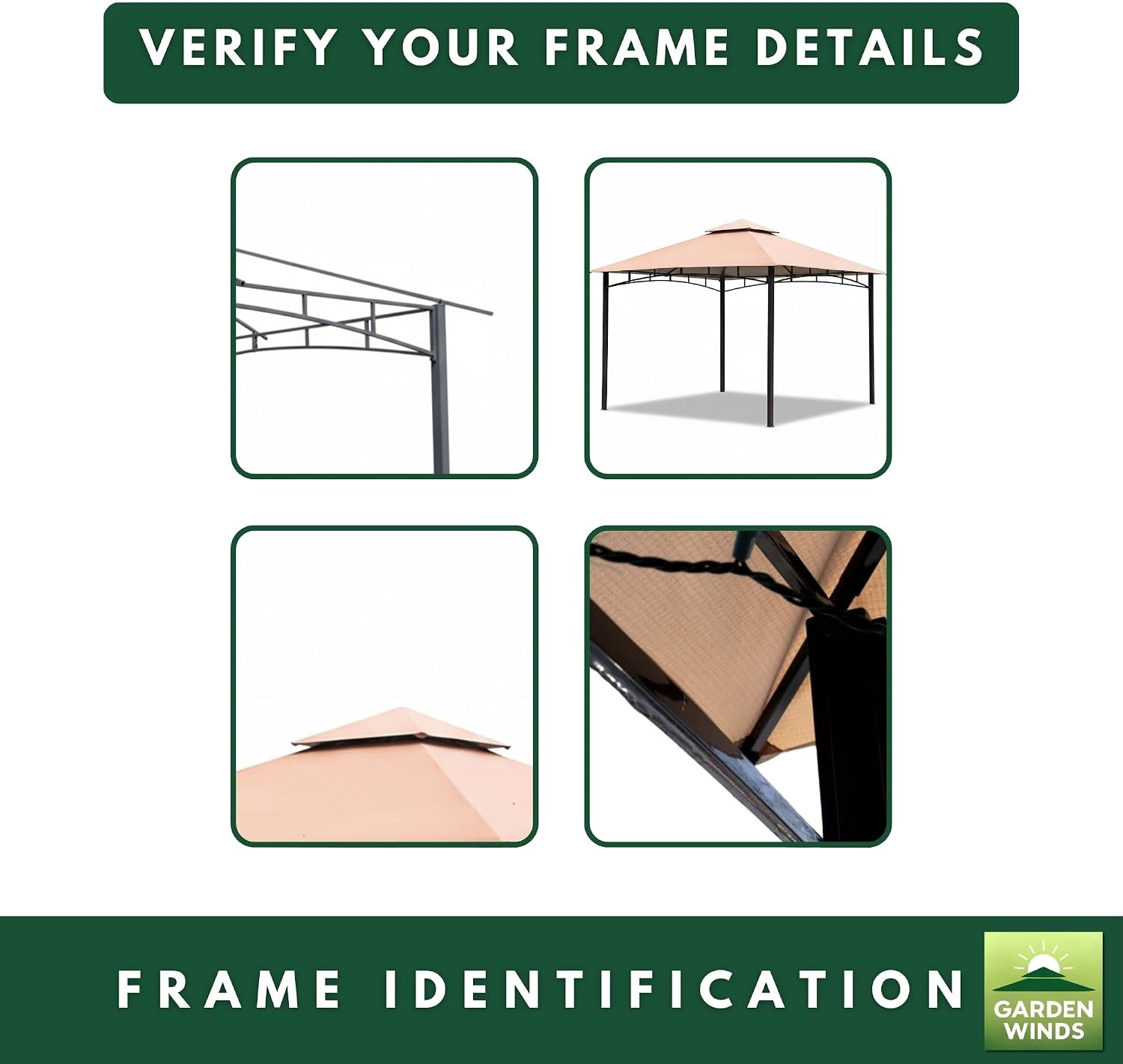 Garden Winds Reinforced Replacement Canopy Top Cover Compatible with The KGS286YU BC Metal Gazebo - Classic Sand, Riplock 350
