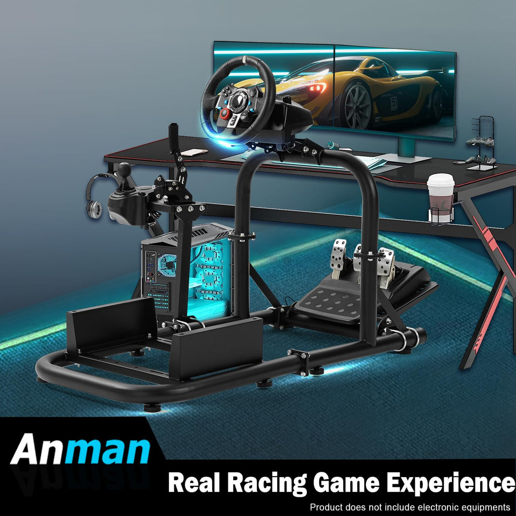 Anman Adjustable Racing Gaming Simulator Cockpit PRO, Driving Simulator Stand Fits for Logitech Thrustmaster Fanatec G25 G27 G29 G923 G920, T300RS TX PC PS4 Xbox,NOT Include Wheel Shifter Pedals Seat