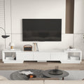 AIEGLE Deformable TV Console with 3 Drawers, Modern Extendable TV Stand in Stretch of 65'-106' Wide, Wood Media Gaming Entertainment Center, White