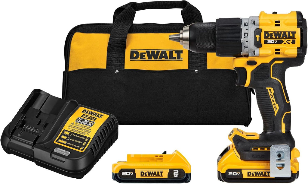 DEWALT 20V MAX* XR® Brushless Cordless 1/2 in. Hammer Drill/Driver Kit (DCD805D2), Yellow