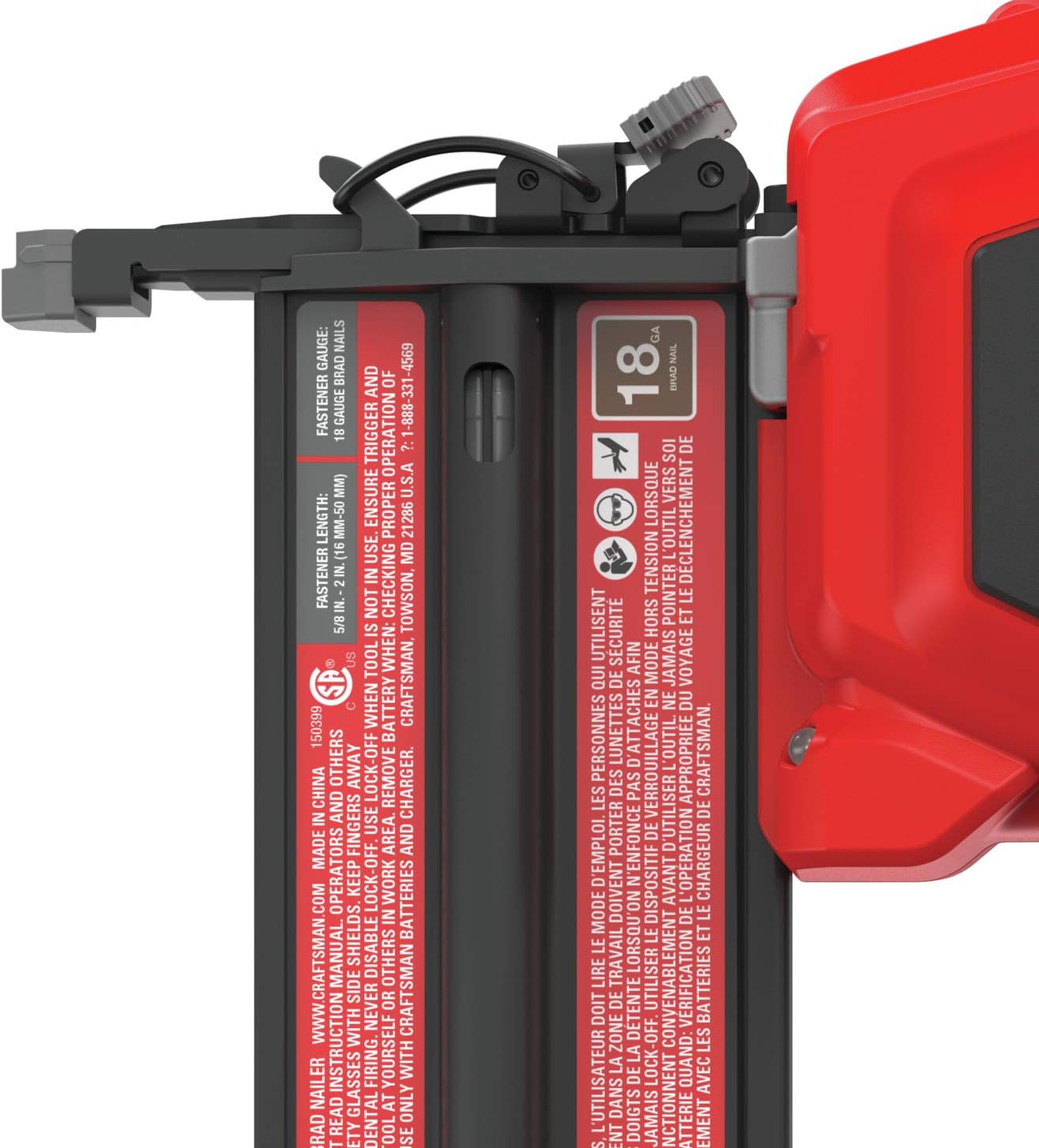 CRAFTSMAN V20 Cordless Brad Nailer, 18 Gauge Nail Gun, with Battery and Charger (CMCN618C1)
