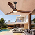 60 Inch Outdoor Ceiling Fan with Light and Remote, Rustic Farmhouse Ceiling Fan with Lights, 3 Blades Wood Ceiling Fan Large Damp Rated Indoor Outdoor Ceiling Fan for Exterior House Porch Gazebo
