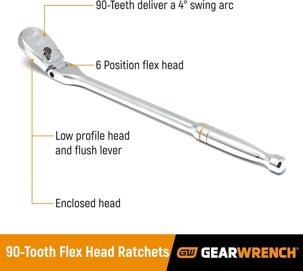 GEARWRENCH 16 Piece 1/2' 90T Ratchet & Drive Tool Set with EVA Foam Tray - 86522
