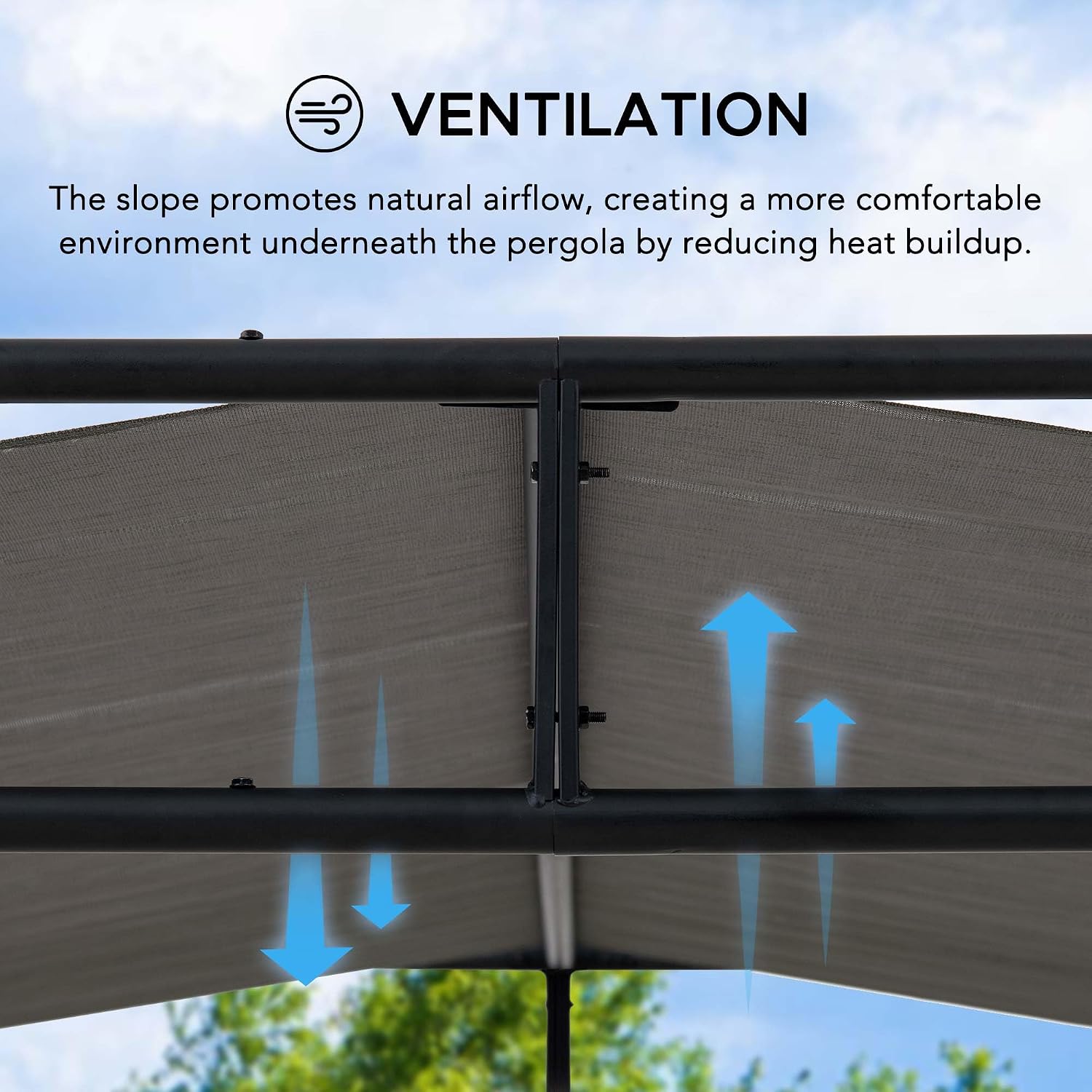 SUNJOY 10' x 10' Outdoor Pergola, Darkeford Metal Pergola with Black Sling Fabric Sun Shade Canopy for Outdoor Patio, Garden,Yard, Deck, Entertaining