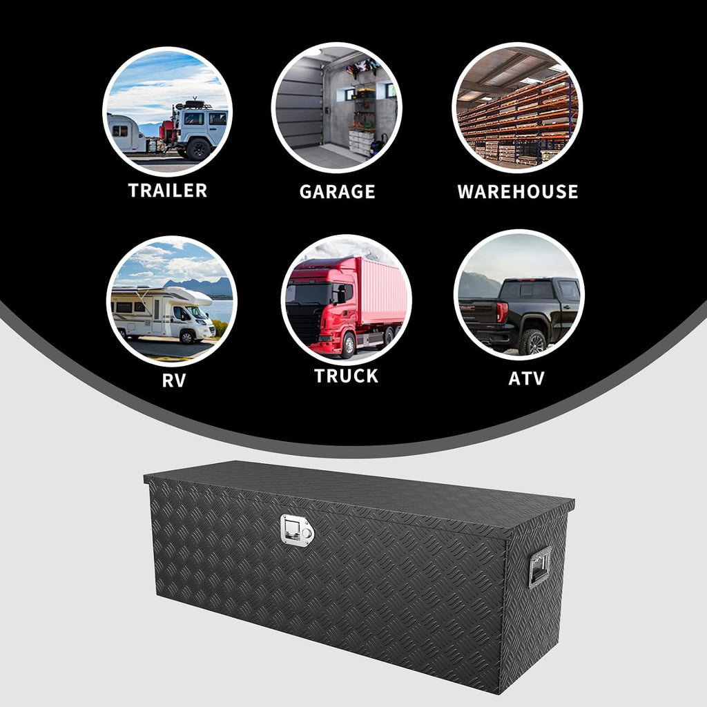 36 inch Truck Tool Box,Trailer Tool Box w/Lock and Keys,Waterproof Aluminum Truck Chest Toolbox For Pickup Truck,Trailer,UTV,ATV-36 X 15 X 14 inch,Black