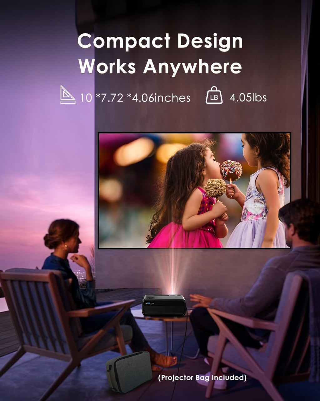 4K Decode Home Theater Projector HDMI 2.1, ARC, Google TV OS, Portable Smart Bedroom Movie Gaming Projector 4K HDR, with WiFi 6, Bluetooth, Dolby Audio, Voice Control, Apps, Auto Focus, ZOOM, 1400ANSI