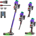Cordless Vacuum Cleaner, 650W 55KPA 70Min Wireless Vacuum for Home, Stick Vacuum with Green Light Anti-Tangle, Rechargeable Vacuum Cleaners for Pet Hair Carpet Hard Floors （Purple）