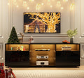 Hlivelood 57' Large LED TV Stand for 65/60/55Inch TV, High Glossy Black TV Stand for Living Room,Modern Gaming TV Entertainment Center with Adjustable Storage Shelf,TV Console(Black)