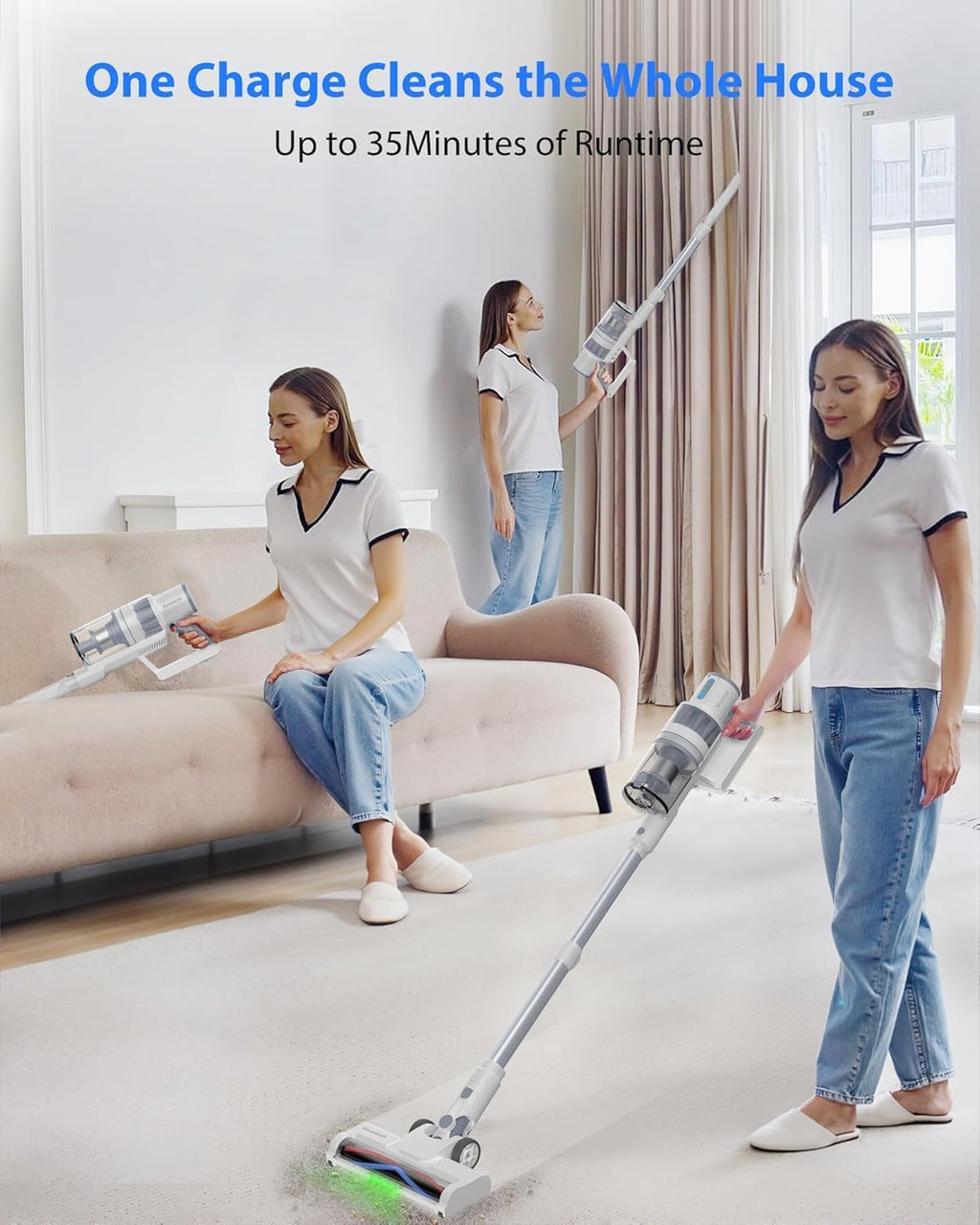 Cordless Vacuum Cleaner for Home, 6In1 Multifunctional Up to 50 Mins Runtime Rechargeable Stick Vacuum-1