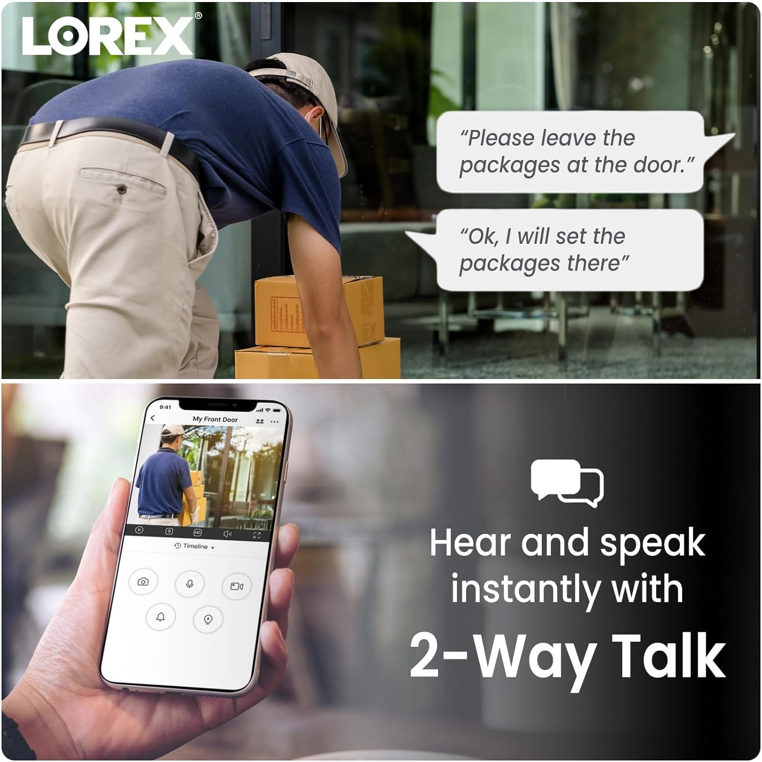 Lorex 2K Wired WiFi Smart Video Doorbell Camera | No Subscription Fee | 32GB MicroSD Card Included | Smart Security Lighting | Night Vision | Motion Detection | IP65 | Requires Existing Wiring | White