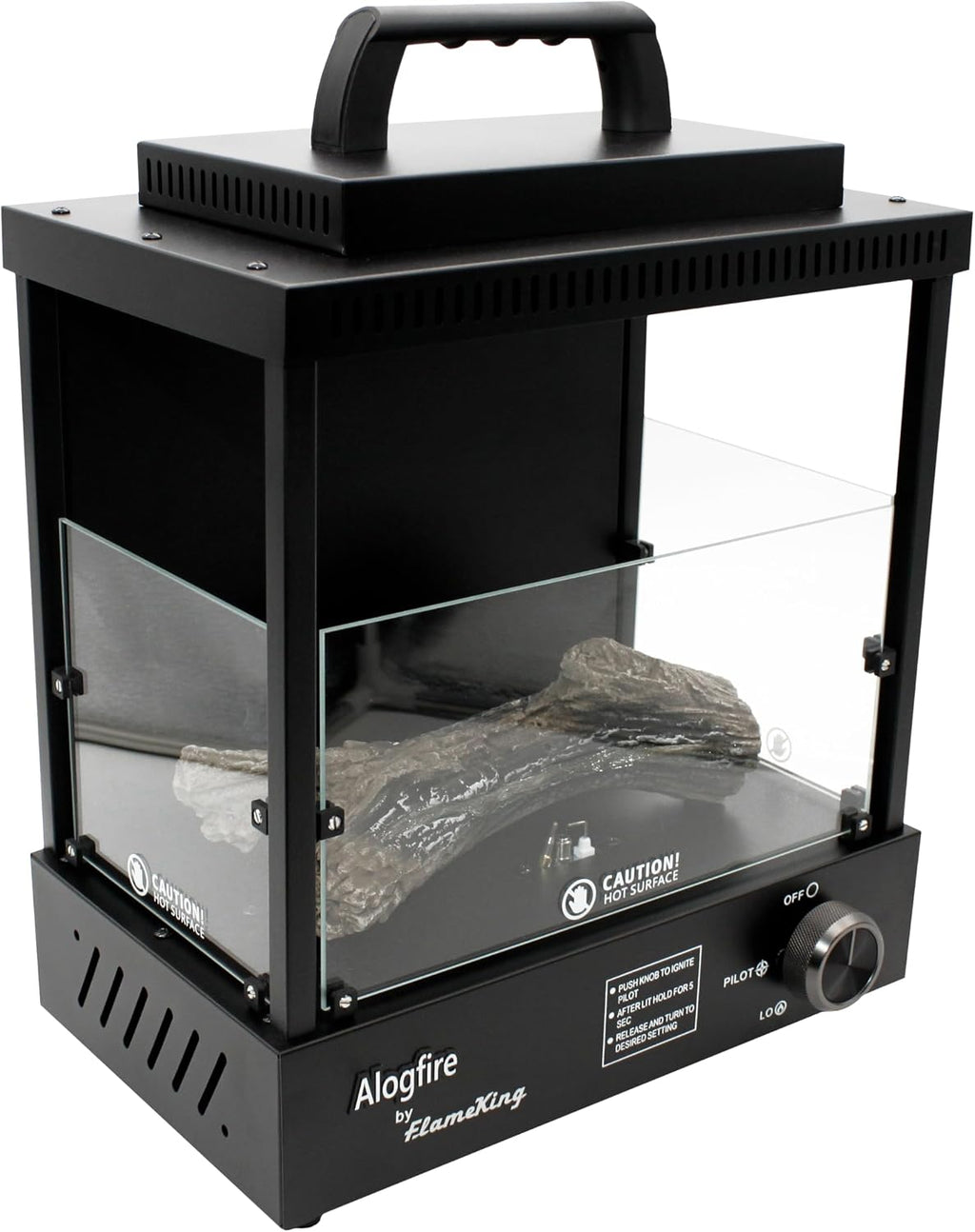 Flame King ALOGFIRE Propane Ambiance Log Fireplace Heater, Clean and Smokeless Dancing Flames, Indoor and Outdoor Use, for Campers, Patios, and Workshops