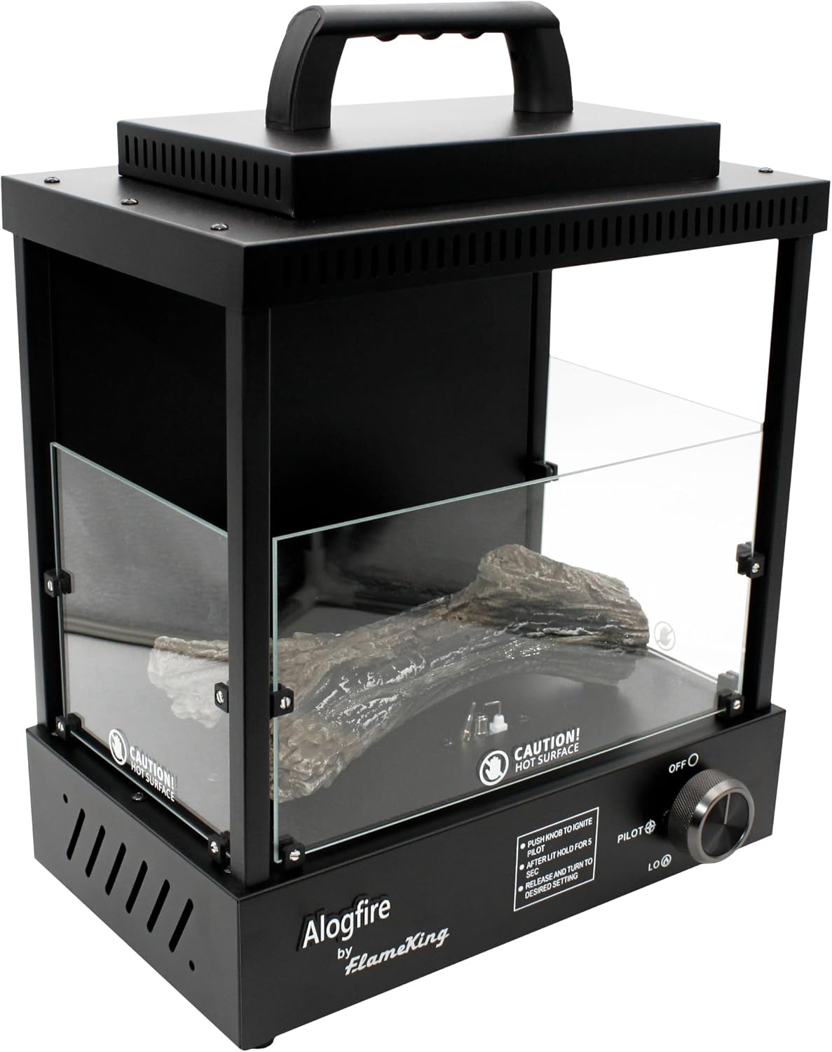 Flame King ALOGFIRE Propane Ambiance Log Fireplace Heater, Clean and Smokeless Dancing Flames, Indoor and Outdoor Use, for Campers, Patios, and Workshops