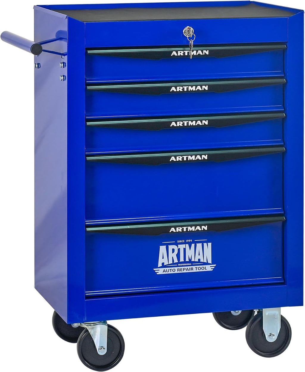 Rolling Tool Box with Wheels, Mechanics Tool Chest with 5 Drawers, Tool Box Organizer with 7 Tool Storage Boxes, Lockable Tool Storage Cabinet for Home Garage Workshop Warehouse Repair Shop, Blue
