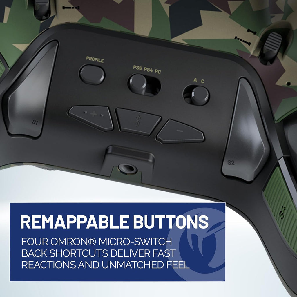 NACON Revolution 5 Pro Officially Licensed PlayStation Wireless Gaming Controller for PS5 / PS4 / PC - Hall Effect, Trigger Stops, Mappable Buttons, Bluetooth Audio - Field Camo