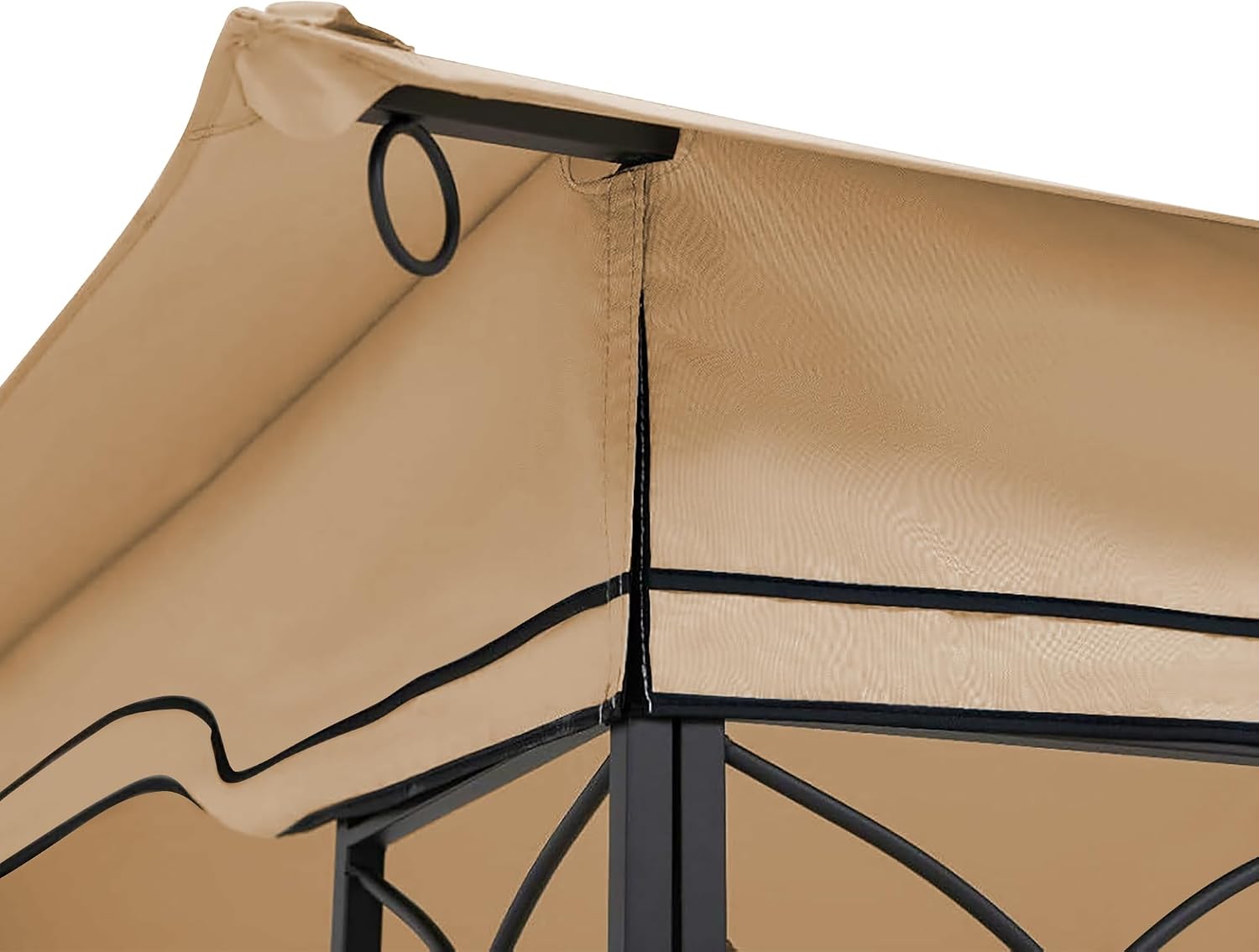 10x13 Ft Outdoor Patio Gazebo Replacement Canopy, Double Tiered Roof Top Cover, UV Protection & Waterproof Fabric, Fits 10x13 Gazebo Frame, Khaki(Frame Not Included)