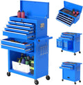 High Capacity Rolling Tool Boxes with Wheels and Drawers, 8-Drawer Storage Cabinet,Detachable Organizer Combo,Mobile Lockable Toolbox for Workshop Mechanics Garage (Blue)