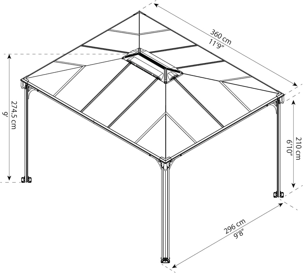 Palram - Canopia Martinique 10x12 Gazebo: Outdoor Patio Canopy with Aluminum Metal Frame, Polycarbonate Roof, Bronze Panels, UV Protection, Rain Gutters, Vents, Year-Round Use, Easy DIY, Gray/Bronze