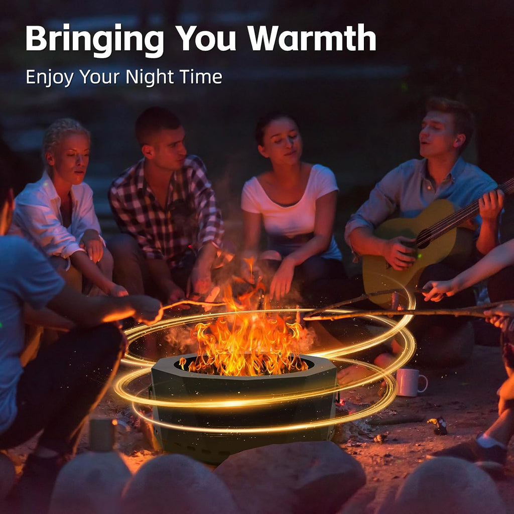 Smokeless Fire Pit Outdoor- 20 Inch Low Smoke Metal Fire Pits & Fireplaces for Outside with Carry Bag, Smokeless Wood Stove for Camping, Patio, Backyard, Garden, Picnic-L