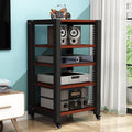 Walnut Gaming Shelf Stand - Record Player & Audio Rack, Media Cabinet for PS5, DVD Player, Projector, AV Equipment - Corner Display with Wooden Shelves (60x50x100cm)