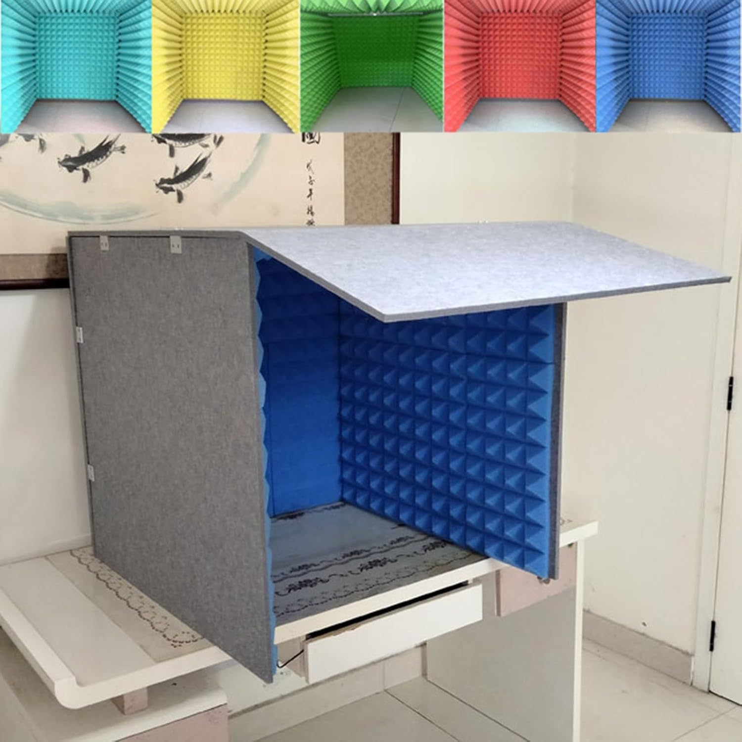 Microphone Isolation Booth Cube, Portable Vocal Recording Booth, Desktop Soundproof Cover, for Microphone Recording Equipment Podcasts Singing Gaming and Broadcasting (Red 80 * 80 * 80cm)