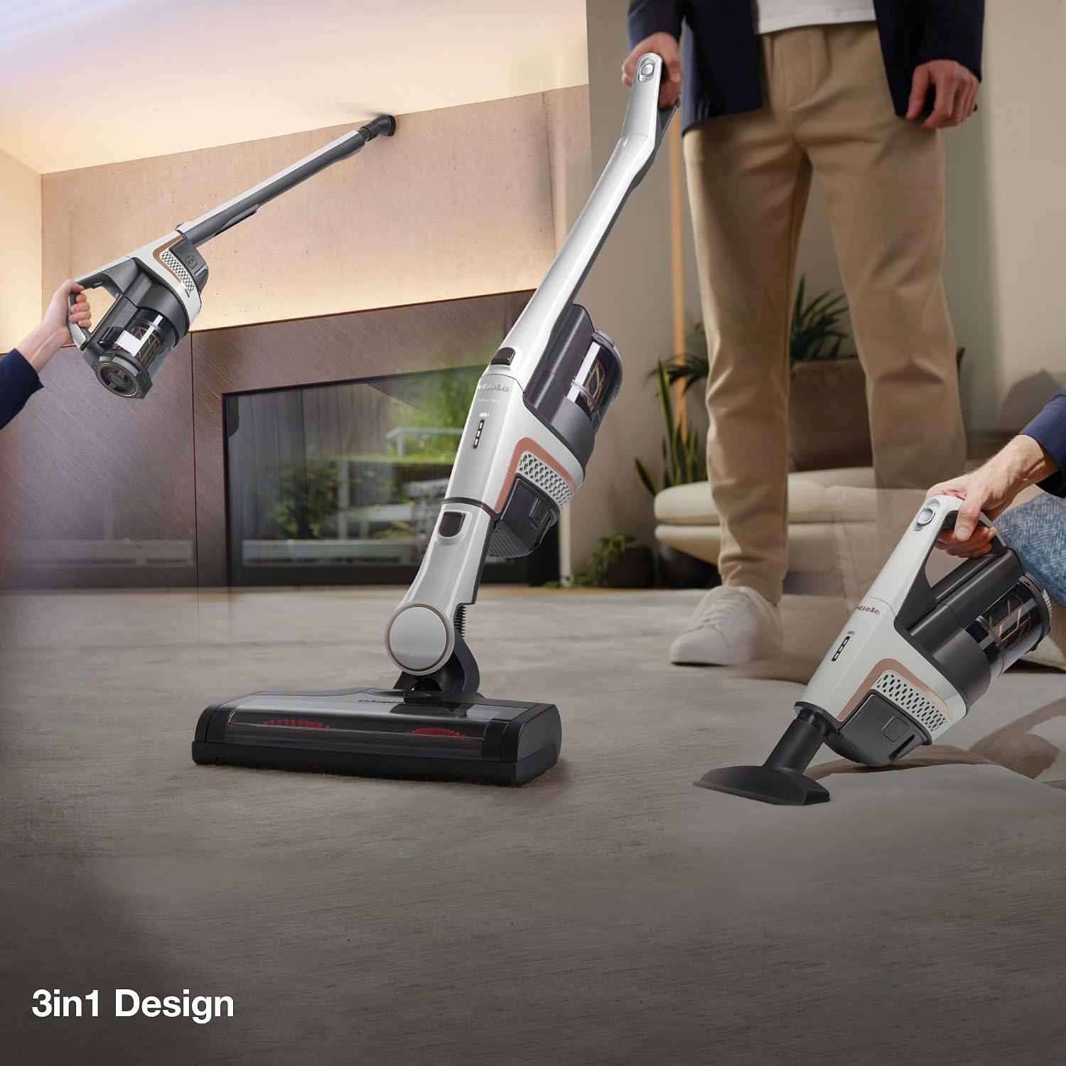 Miele Triflex HX2 Self-Standing Cordless Stick Vacuum Cleaner, 60 min runtime, Lotus White / Rose Gold