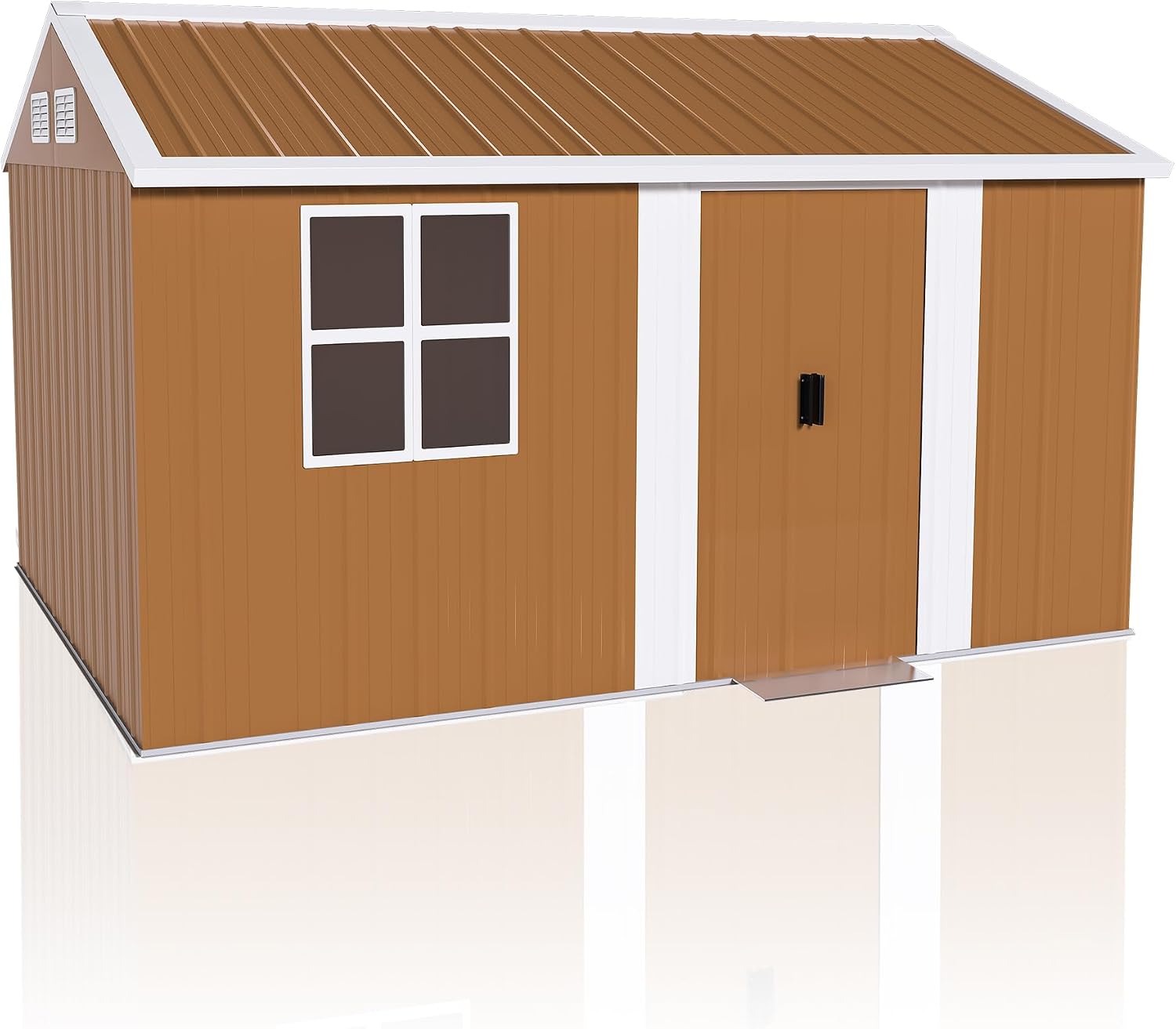 8x12 Outdoor Storage Shed, Heavy Duty Metal Shed, Lockable Garden Sheds with Sliding Door, Window and Airflow Design, Waterproof Steel Tool Sheds & Outdoor Storage for Backyard