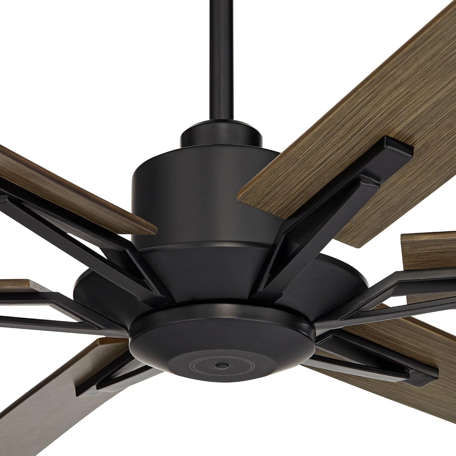 Casa Vieja 60' Expedition Rustic Farmhouse Outdoor Ceiling Fan with Remote Control Matte Black Weathered Oak Wood Blades Damp Rated for Cottage Core Patio Exterior House Home Porch Garage Barn