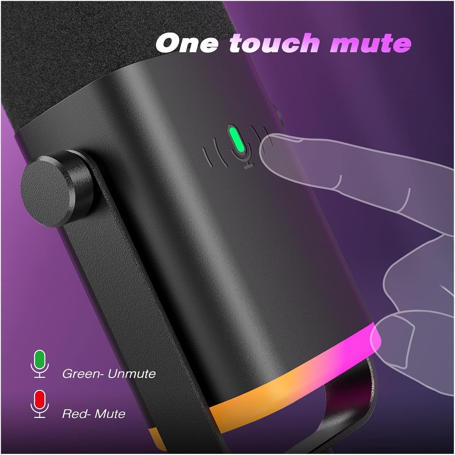 Microphone USB/XLR Dynamic Microphone with Touch Mute Button,Headphone Jack,I/O Controls,for PC PS5/4 Mixer,Gaming MIC Ampligame AM8 Suitable for Anchor, Dubbing Studio, Recording, st