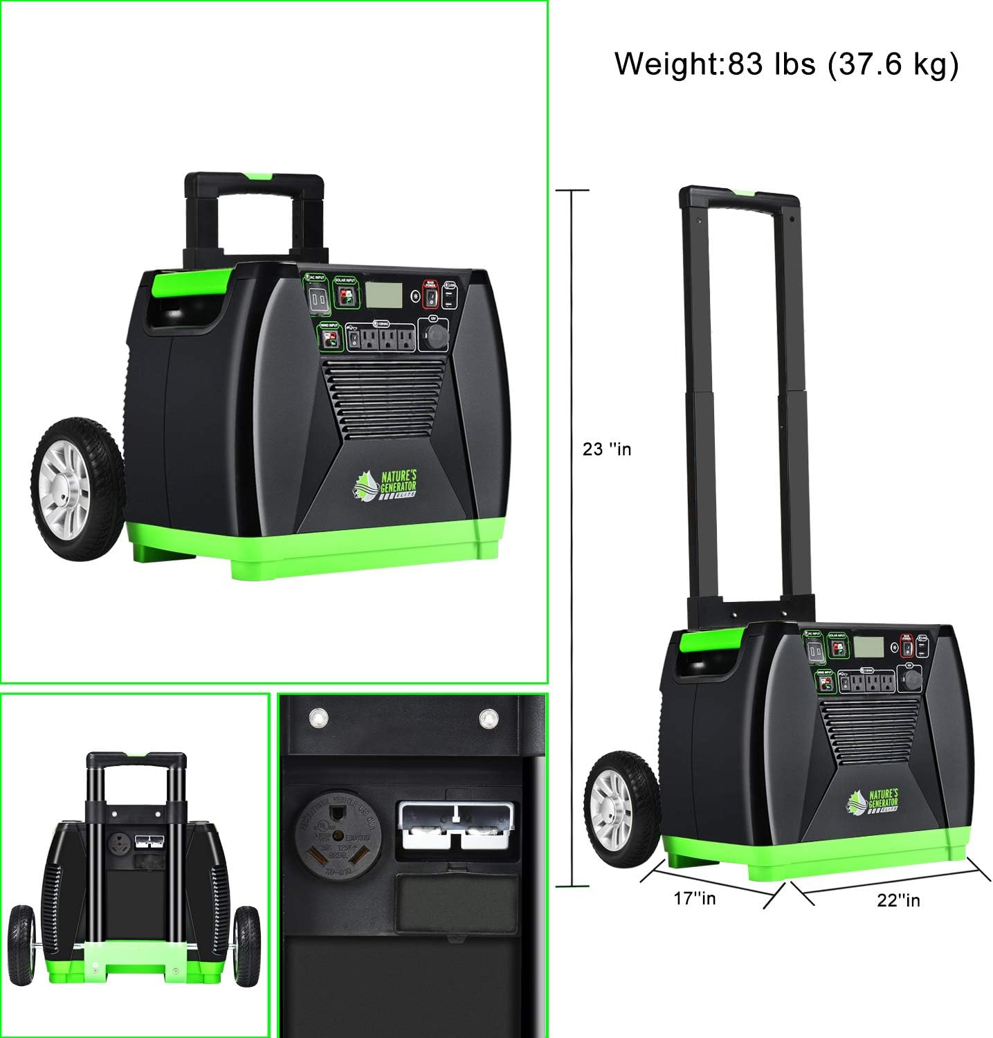 Nature's Generator Elite Gold - PE System:3600W Solar & Wind Powered Pure Sine Wave Off-Grid +2pcs 100W Solar Panel+6 Circuits Transfer Kit