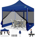 COBIZI 10x10 Canopy Tent with 4 Sidewalls,Heavy Duty Pop up Canopy with Mosquito Netting,Easy up Screen Tent for Parties Wedding Outdoor Camping with Handbag,Deep Blue