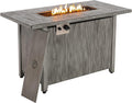 Tangkula 43 Inch Propane Fire Pit Table, Patiojoy 50,000 BTU Outdoor Gas Fire Table w/Wood Grain Tabletop, Hideaway Tank Storage, Lava Rocks, Rectangular Propane Firepit w/Waterproof Cover