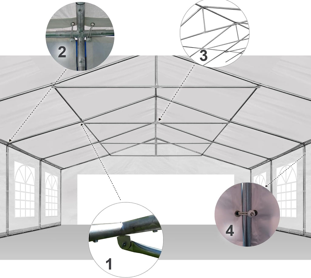AMERICAN PHOENIX Party Tent 20x20 ft Heavy Duty Canopy Shelter for Wedding Event Fair with Fire Retardant Roof with Sidewalls and Windows White (20x20 - PE)