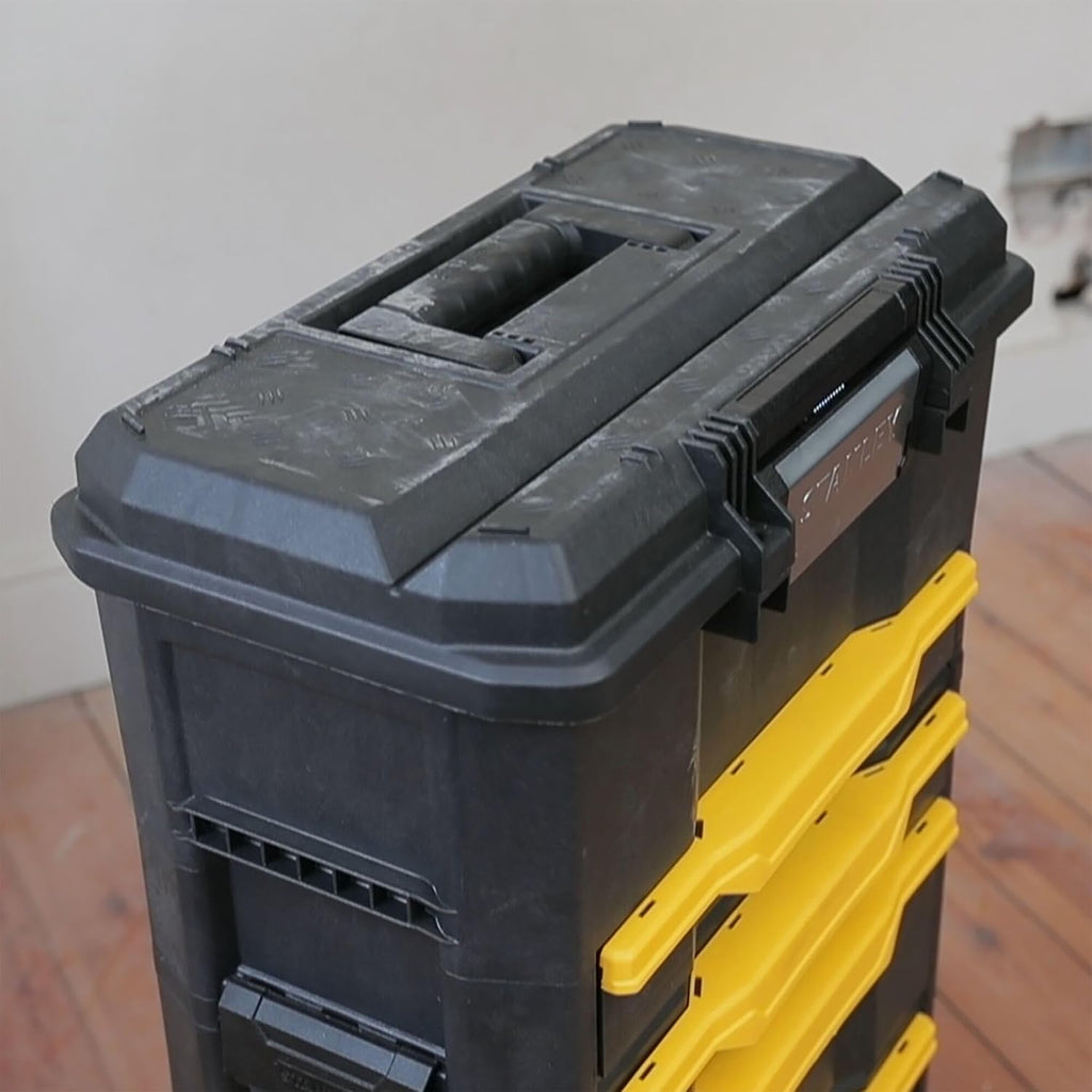 STANLEY Rolling Workshop Toolbox, Detachable Toolbox with Drawers, Flip Bin, Back Pocket, 7 Heavy Duty Wheels, 1-79-206