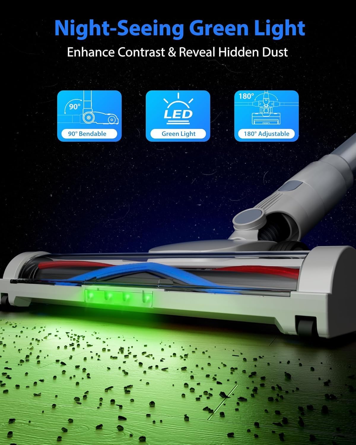 Cordless Vacuum Cleaner for Home, 6In1 Multifunctional Up to 50 Mins Runtime Rechargeable Stick Vacuum-1