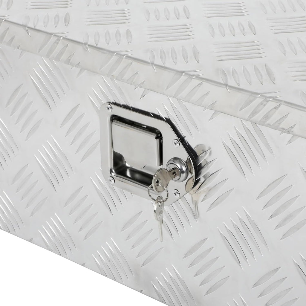SCITOO 30 Inch Heavy Duty Truck Bed Tool Box,Aluminum Crossover Diamond Plate Storage for Most Full Size Pickups,Lockable Weatherproof Chest,Fits 30' Truck Beds,Easy Access to Load and Unload