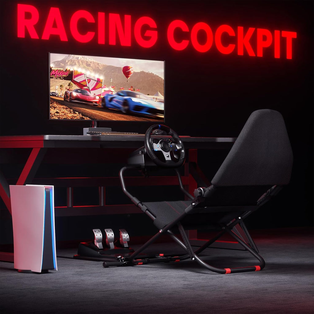 RACGTING Racing Simulator Cockpit for G29/G920/G923, Foldable & Adjustable Racing Seat for Thrustmaster T300RS/248/T-GT II, Fanatec CSL DD/GT DD Pro/ClubSport DD/DD+, MOZA R5, SIMAGIC Alpha Mini