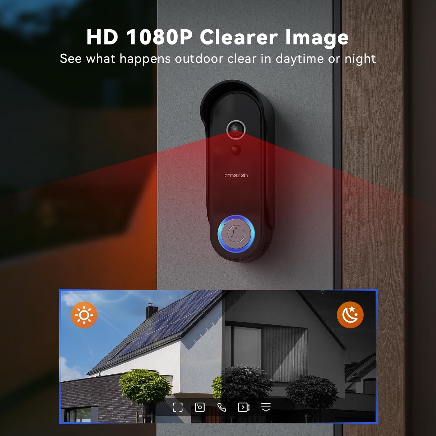 Tmezon Wireless Video Doorbell with Camera and Monitor WiFi Doorbell Intercom System, 1080P Camera with Monitor, Video Door Phone 7''Touch Screen, Motion Detection, No Monthly Fees, Tuya APP 2.4G/5G