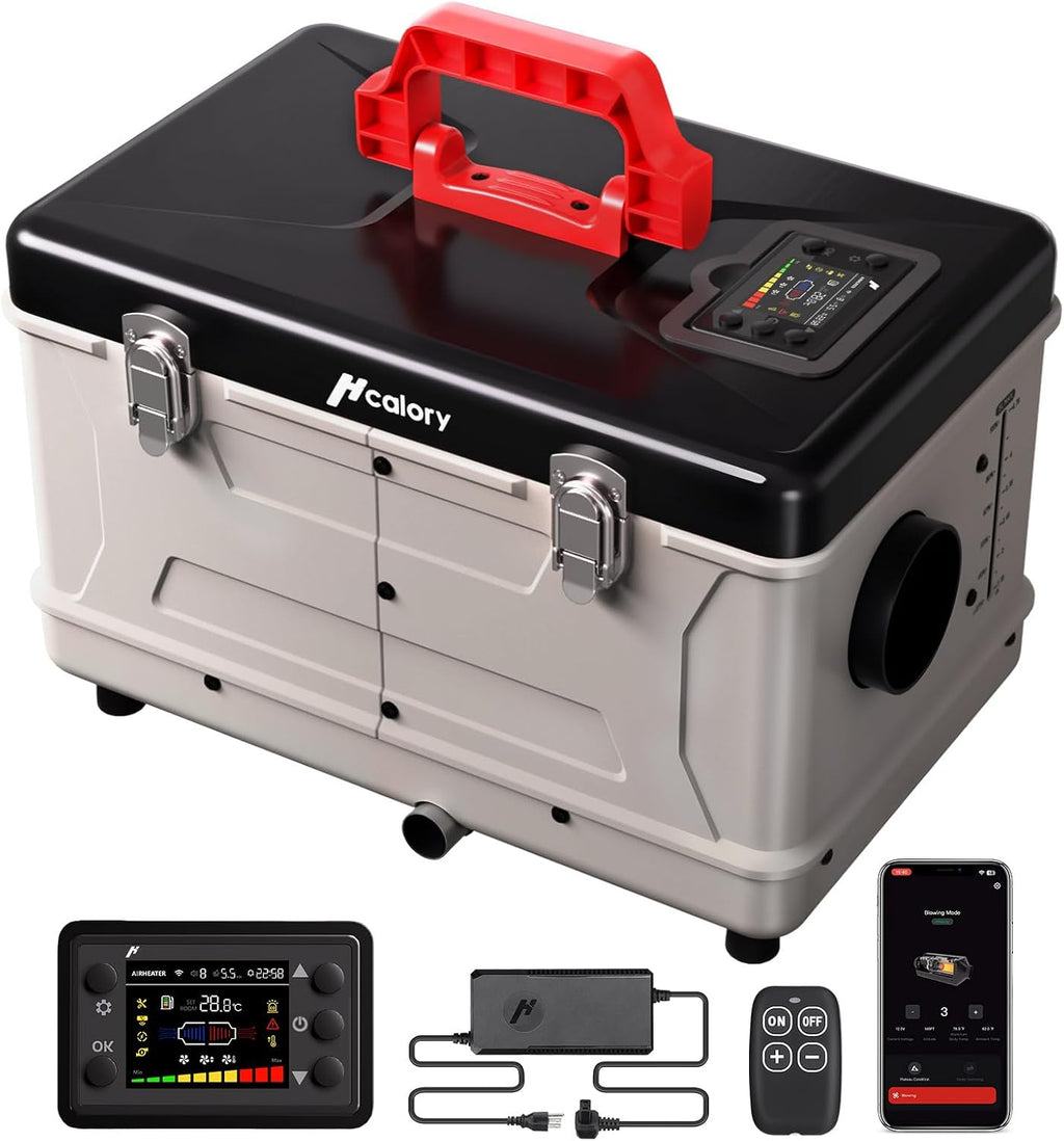 8KW Diesel Heater, 5L Toolbox Compact 2S Portable Parking Diesel Air Heater 110V/12/24V All in One with App Control, Altitude Mode and no tick for RV Garage Camper Grey 2025 Upgraded