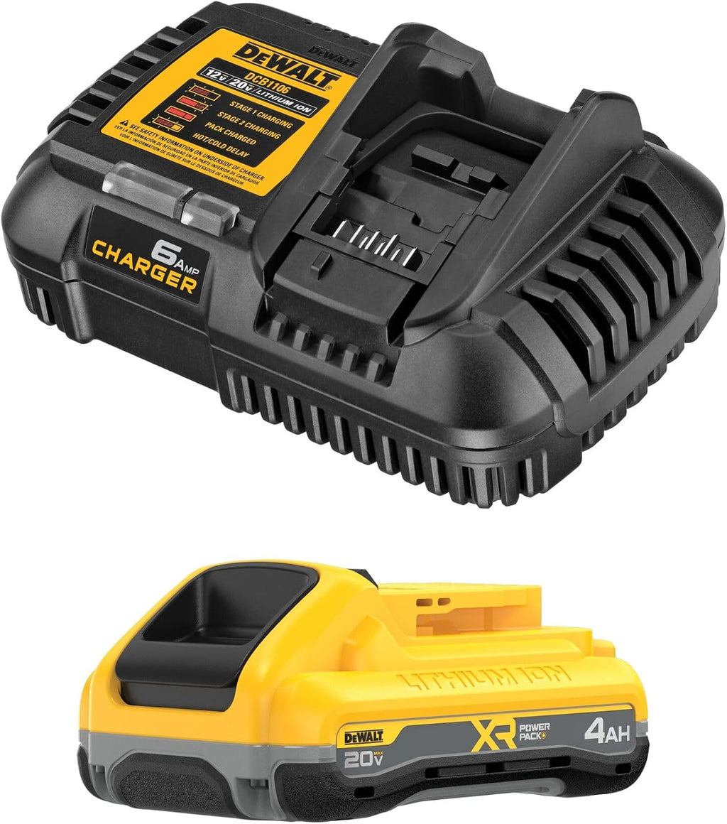 DEWALT 20V MAX Battery and Dewalt Battery Charger Combo XR POWERPACK™ 4Ah , LED Charge Indicator(DCB2104C)