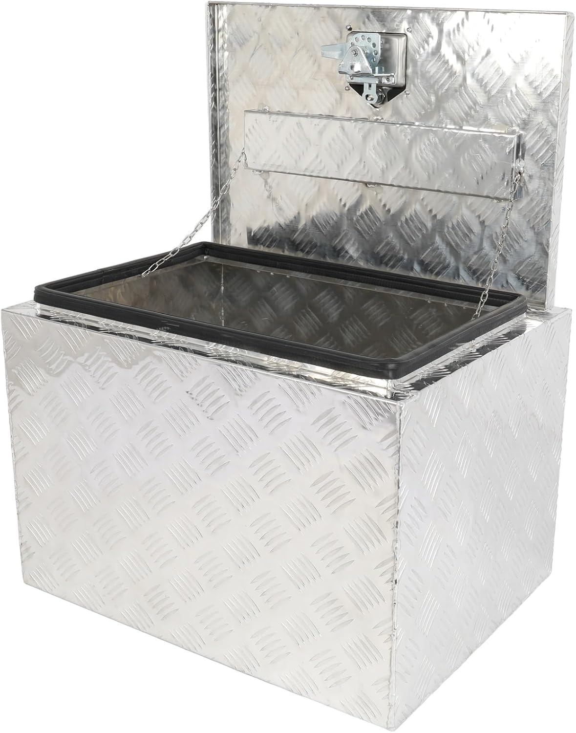 SCITOO 24 Inch Diamond Plate Truck Bed Tool Box,Aluminum Heavy Duty Crossover Storage for Most Full Size Pickups,Lockable Weatherproof Chest,Fits 24' Truck Beds,Easy Access to Load and Unload