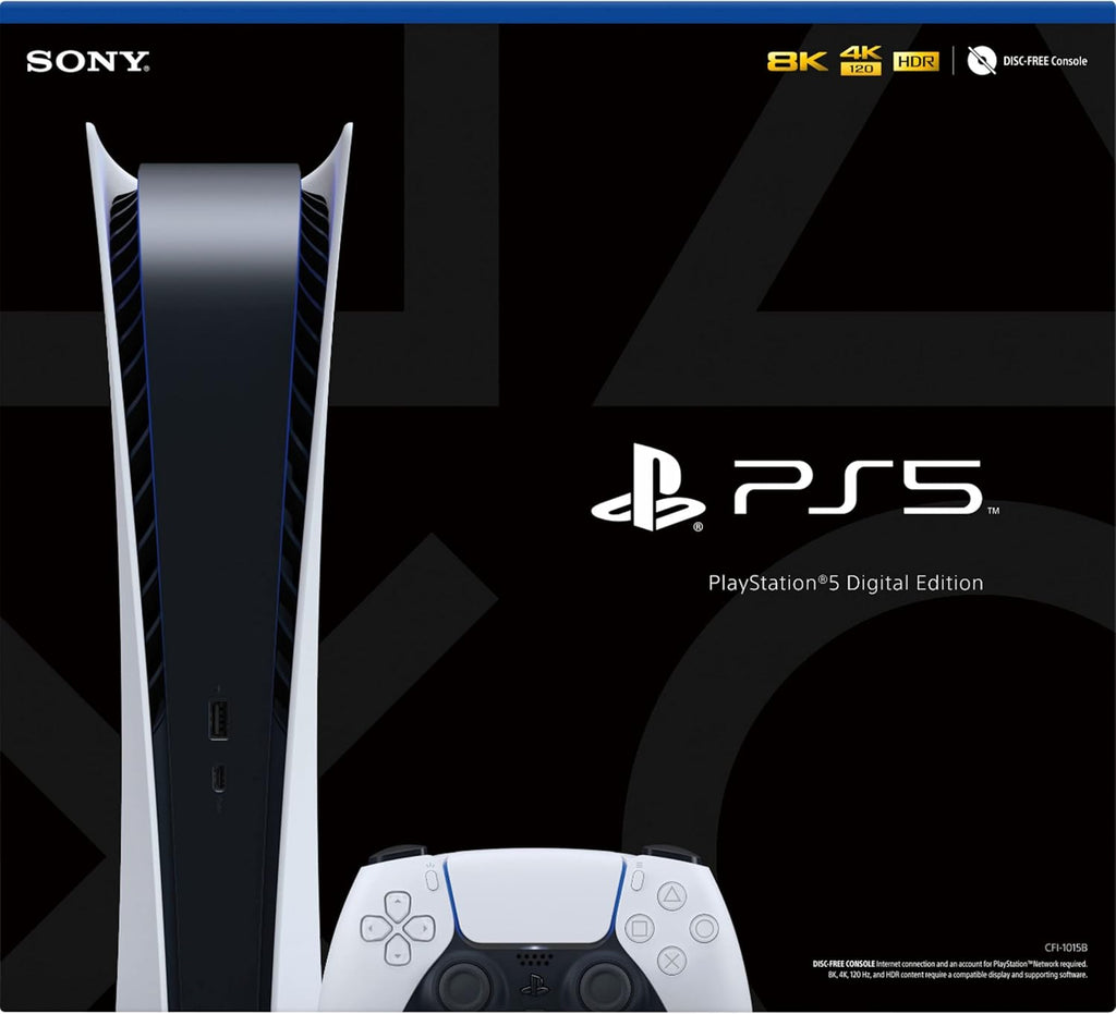 Sony PS5 PlayStation 5 Digital Edition Gaming Console + 1 Wireless Controller - 16GB GDDR6 Memory, 825GB SSD Storage, WiFi 6, Bluetooth 5.1 - iPuzzle 32GB Green USB Flash Drive + USB Extension Cable