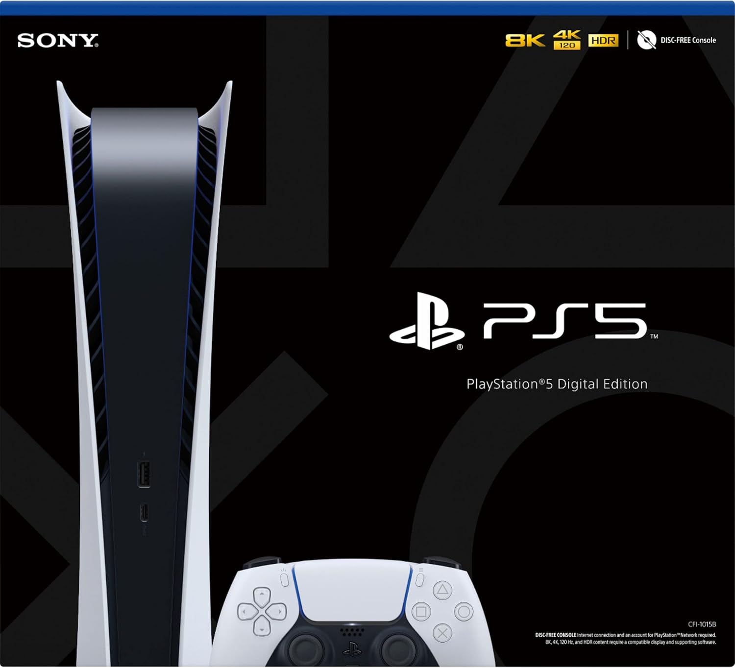 Sony PS5 PlayStation 5 Digital Edition Gaming Console + 1 Wireless Controller - 16GB GDDR6 Memory, 825GB SSD Storage, WiFi 6, Bluetooth 5.1 - iPuzzle 32GB Green USB Flash Drive + USB Extension Cable