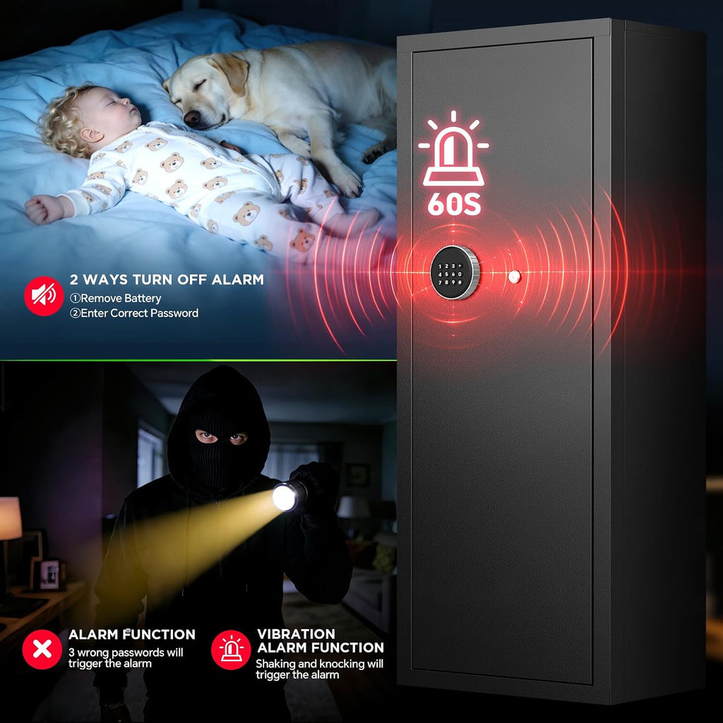 10-15 Gun Rifle Safe for Home Security, Gun Safe for Rifles and Pistols - Quick Access Digital Keypad | Easy Assembly Gun Safe with Adjustable Shelves (Fits Shotguns & Ammo)