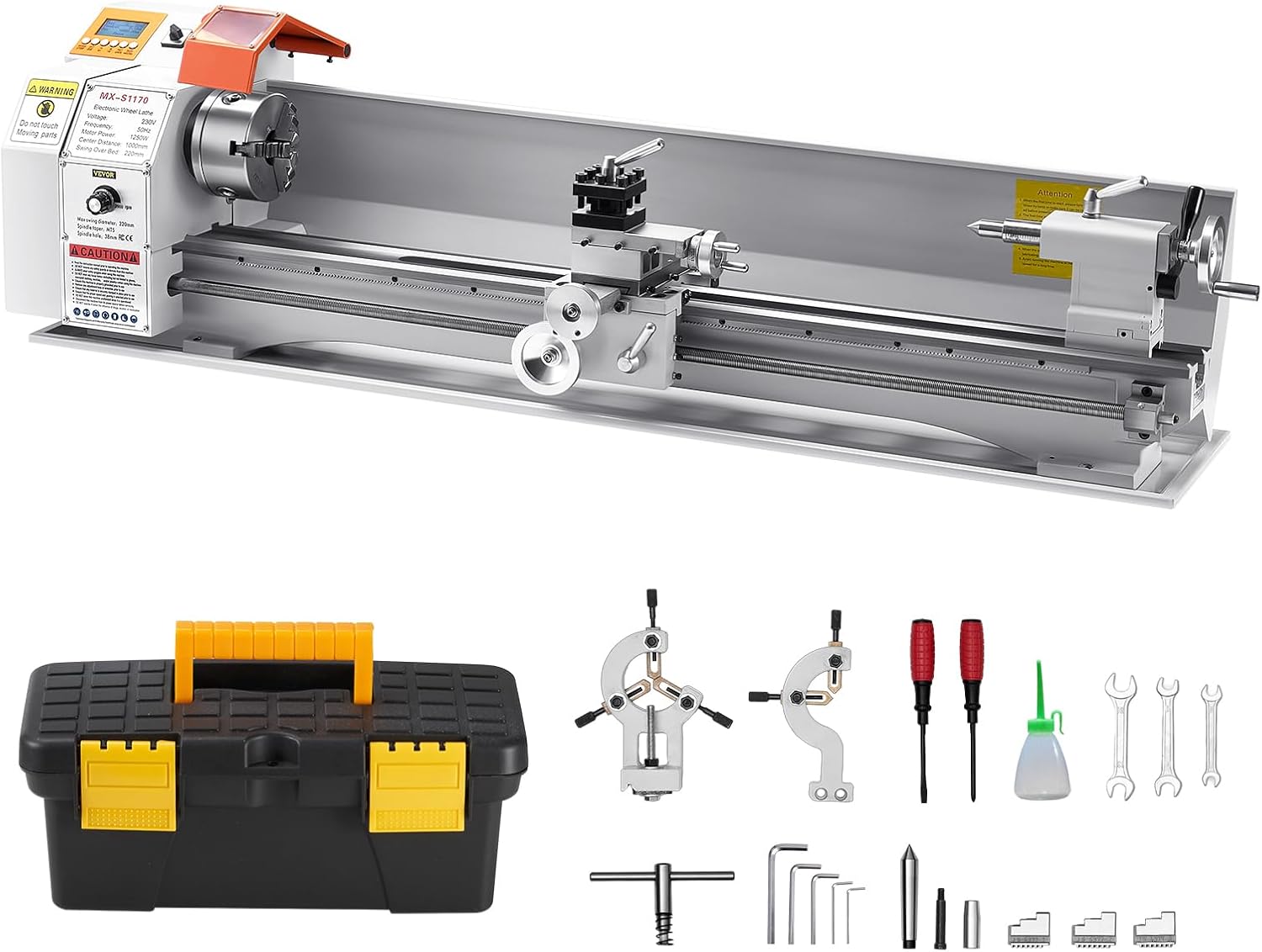 VEVOR Metal Lathe Machine, 8.7 x 39 in, Precision Bench Power Metal Lathe, Automatic Feed, 0-2500 RPM Variable Speed, 1250W Brushless Motor, for Processing Precision Parts Soft Metals Wood Plastics