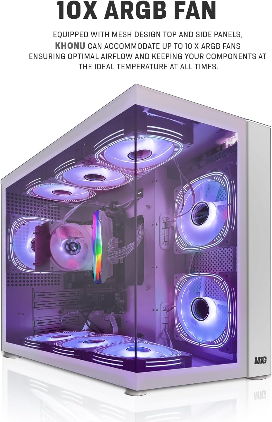 MTG Khuno Gaming Tower PC- Intel Core i5-8th Gen, GTX 1660S 6GB 192bits, 16GB ARGB Ram, 256GB Nvme, 24 Inch Curve Monitor, RGB Gamer Bundle Combo, Webcam, Win 11 Home