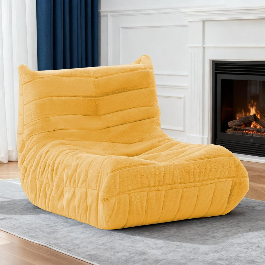 Bean Bag Chair for Adults, Giant Bean Bag Sofa Oversized Beanbag Chairs, Fireside Bean Bag Couch with High Density Sponge Filled Large Bean Bags Chair for Apartment Living Room Bedroom, Yellow