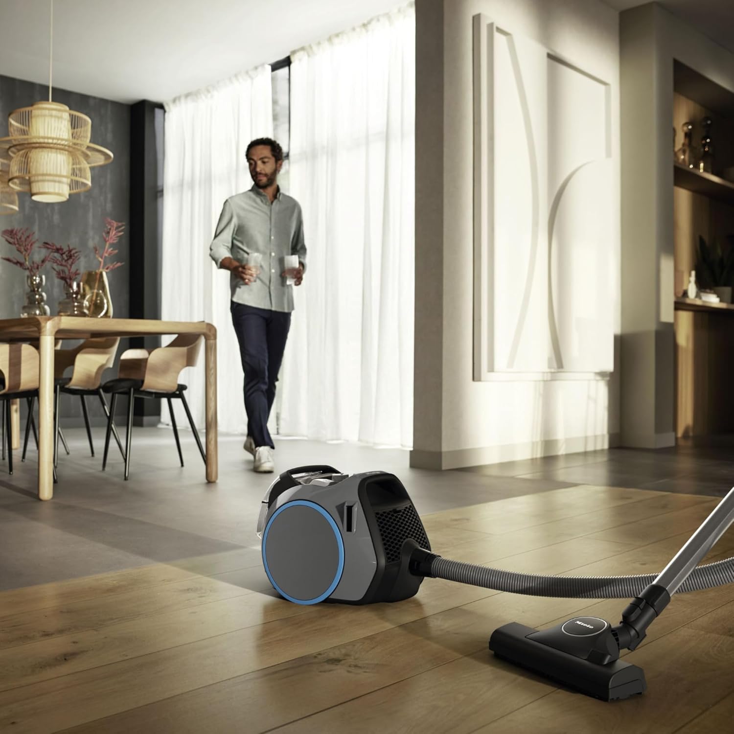 Miele Boost CX1 - Bagless Canister Vacuum Cleaner, Lightweight, Compact and Corded with Vortex Technology and Hygiene AirClean Filter, in Grey/Blue