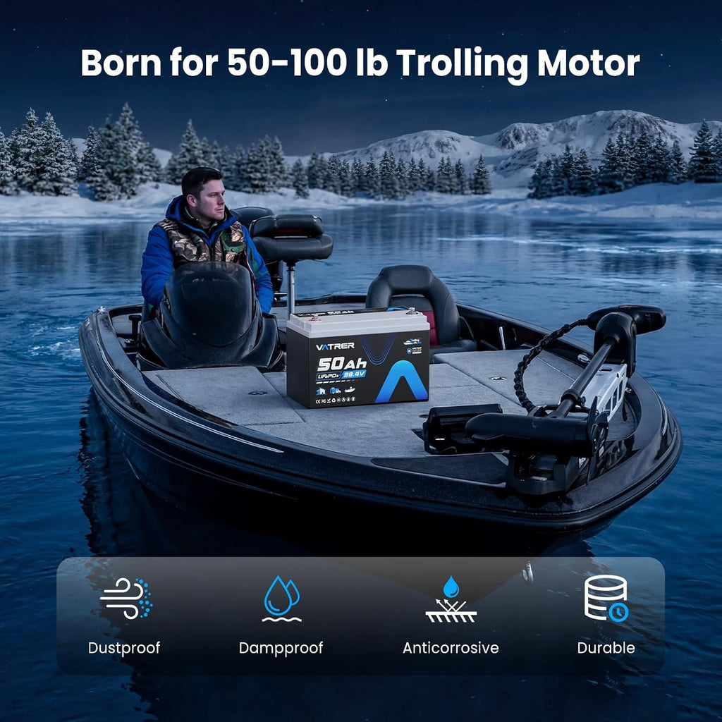 36V 50Ah LiFePO4 Lithium Battery with 1920W, Built-in 50A BMS, VATRER POWER Rechargeable Group31 Deep Cycle LiFePO4 Battery, Perfect for Trolling Motors, Marine, Off-Grid, Solar, Camping, etc.
