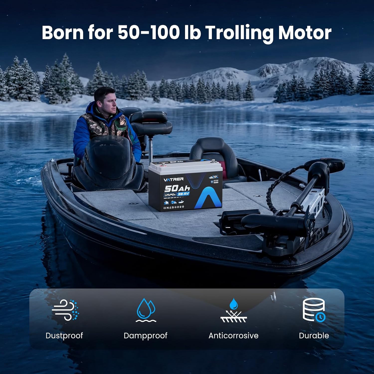 36V 50Ah LiFePO4 Lithium Battery with 1920W, Built-in 50A BMS, VATRER POWER Rechargeable Group31 Deep Cycle LiFePO4 Battery, Perfect for Trolling Motors, Marine, Off-Grid, Solar, Camping, etc.
