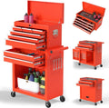 High Capacity Rolling Tool Boxes with Wheels and Drawers, 8-Drawer Storage Cabinet,Detachable Organizer Combo,Mobile Lockable Toolbox for Workshop Mechanics Garage (Red)
